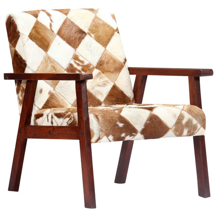 Fauteuil Blanc Et Cuir Véritable De Chèvre
