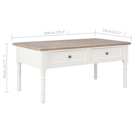 Table Basse Blanc 100X55X45 Cm Bois