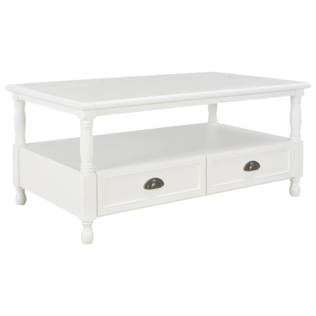 Table Basse Blanc 100X55X45 Cm Bois