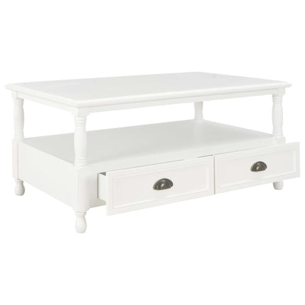 Table Basse Blanc 100X55X45 Cm Bois