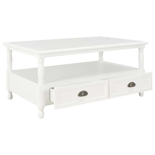Table Basse Blanc 100X55X45 Cm Bois