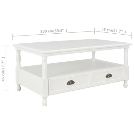 Table Basse Blanc 100X55X45 Cm Bois