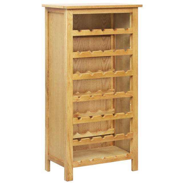 Range Bouteille 56X32X110 Cm Bois De Chêne Solide Marron