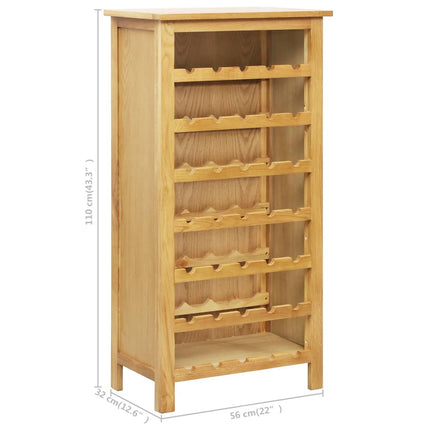 Range Bouteille 56X32X110 Cm Bois De Chêne Solide Marron