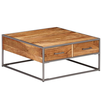 Table Basse 75X75X35 Cm Bois Solide D'acacia