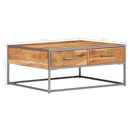 Table Basse 75X75X35 Cm Bois Solide D'acacia