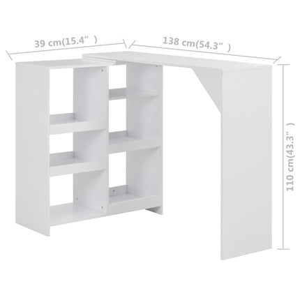 Table De Bar Avec Tablette Amovible 138X39X110 Cm