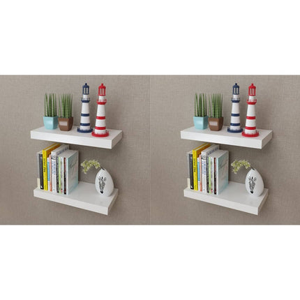 2 Étagères Murales Mdf Rangement De Livres/Dvd Blanc