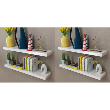 2 Étagères Murales Mdf Rangement De Livres/Dvd Blanc
