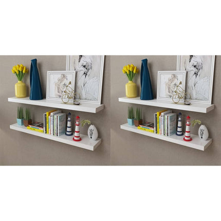 2 Étagères Murales Mdf Rangement De Livres/Dvd Blanc