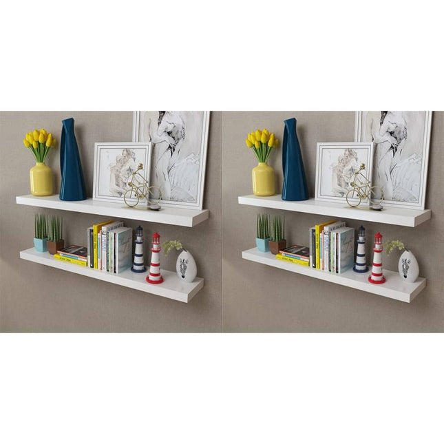 2 Étagères Murales Mdf Rangement De Livres/Dvd Blanc