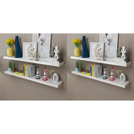 2 Étagères Murales Mdf Rangement De Livres/Dvd Blanc