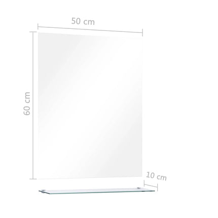 Miroir Mural Avec Étagère 50X60 Cm Verre Trempé