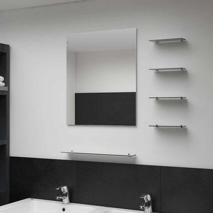 Miroir Mural Avec Étagère 50X60 Cm Verre Trempé