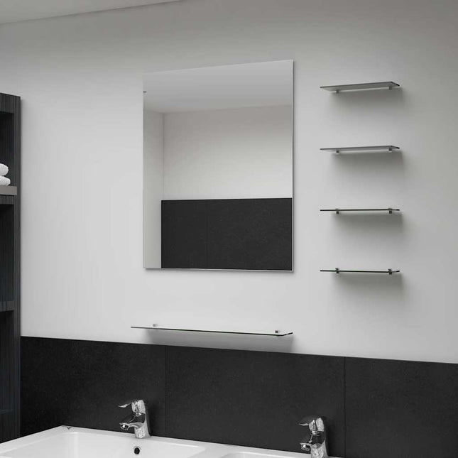 Miroir Mural Avec Étagère 50X60 Cm Verre Trempé