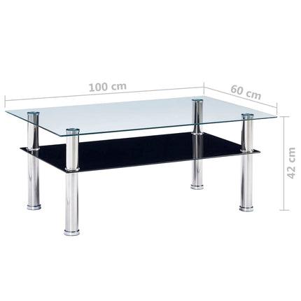 Table Basse 100X60X42 Cm Verre Trempé