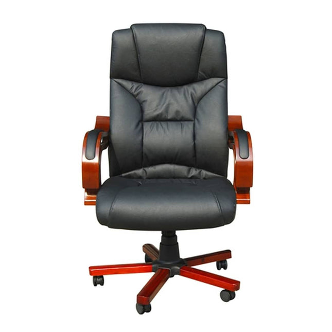 Fauteuil Cuir Mélangé Et Éléments Bois