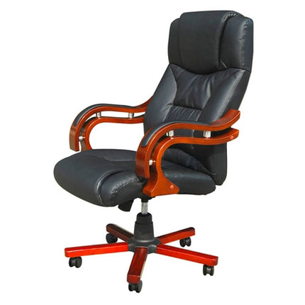 Fauteuil Cuir Mélangé Et Éléments Bois