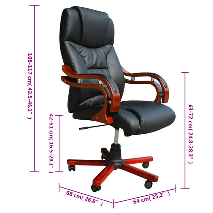 Fauteuil Cuir Mélangé Et Éléments Bois