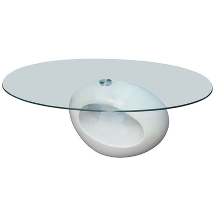 Table Basse Avec Dessus De Table En Verre Ovale Brillant