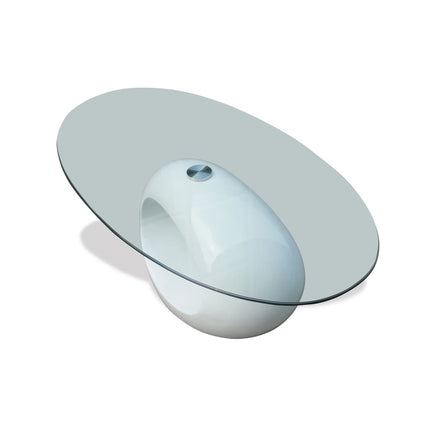 Table Basse Avec Dessus De Table En Verre Ovale Brillant