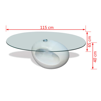 Table Basse Avec Dessus De Table En Verre Ovale Brillant