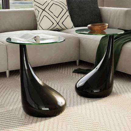 Table Basse Avec Dessus De Table En Verre Rond Brillant