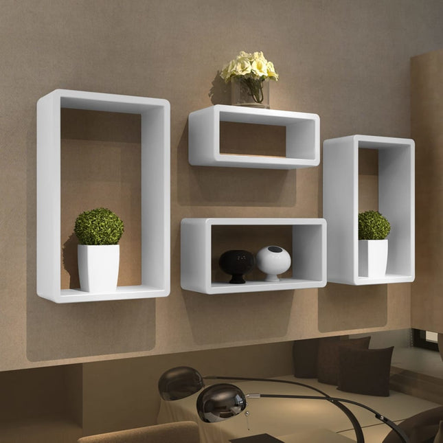Ensemble D'étagères Cuboïdes 4 Blanc