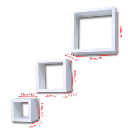 Ensemble De 3 Étagères Cube Blanc