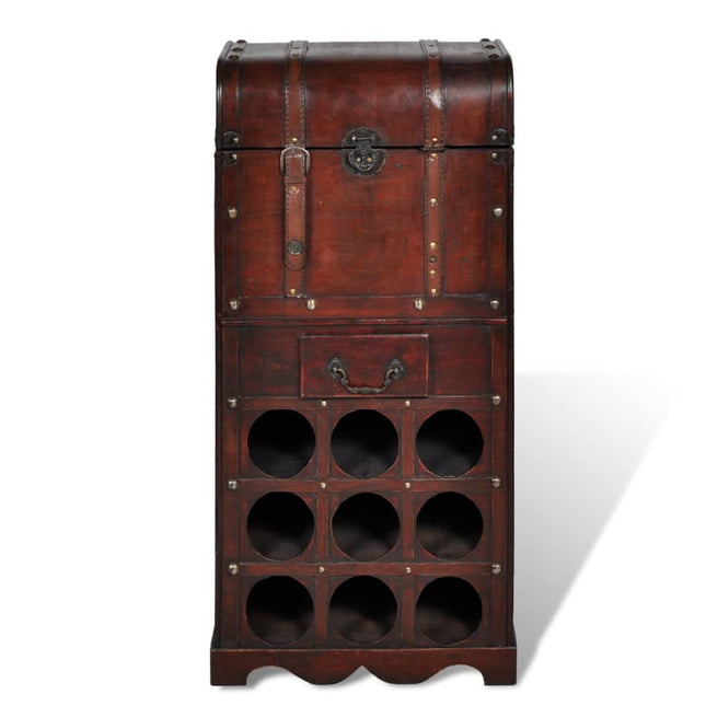 Casier À Bouteilles Avec Rangement Pour 9 Bouteilles Bois Marron