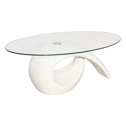 Table Basse Avec Dessus De Table En Verre Ovale Brillant