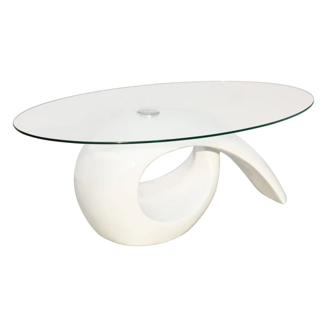 Table Basse Avec Dessus De Table En Verre Ovale Brillant