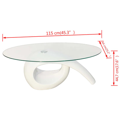 Table Basse Avec Dessus De Table En Verre Ovale Brillant