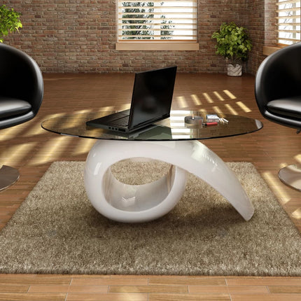 Table Basse Avec Dessus De Table En Verre Ovale Brillant