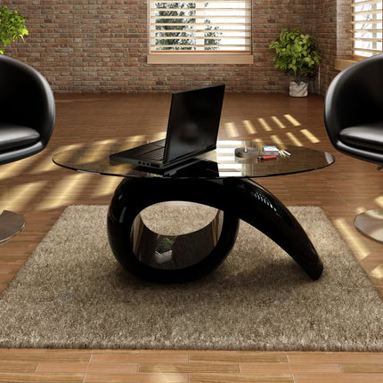 Table Basse Avec Dessus De Table En Verre Ovale Brillant