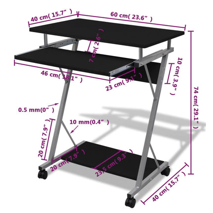 Bureau D'ordinateur Compact Avec Plateau À Clavier
