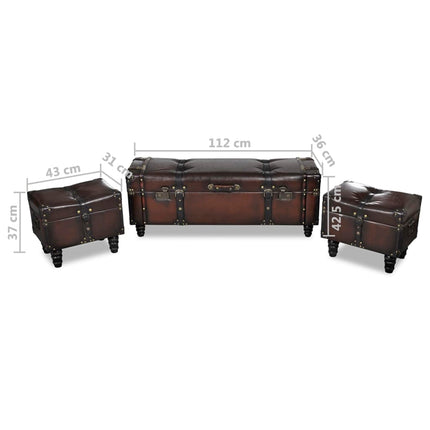 Ensemble De Bancs De Rangement 3 Pcs Marron
