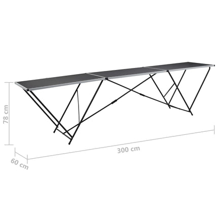 Table À Coller Pliable Mdf Et Aluminium 300 X 60 X 78 Cm