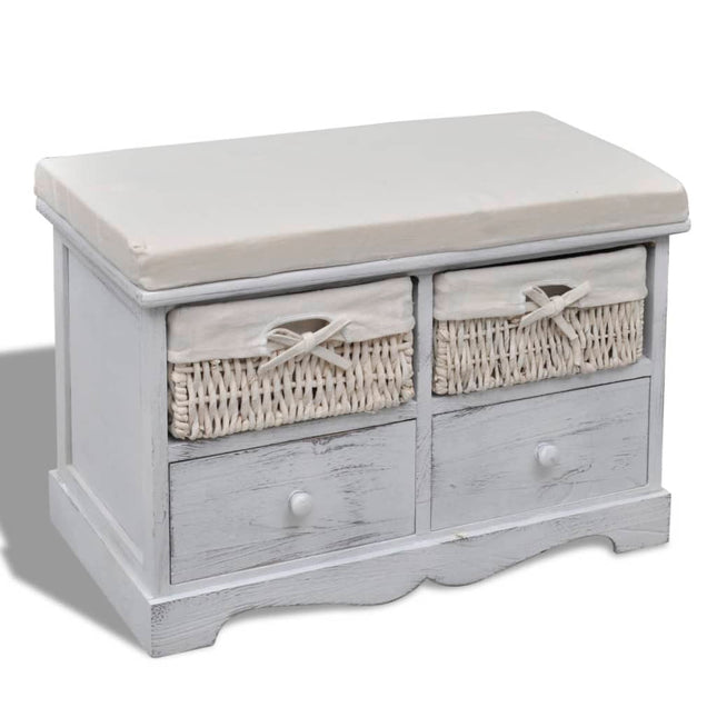 Banc De Rangement 62X33X42 Cm Bois De Paulownia