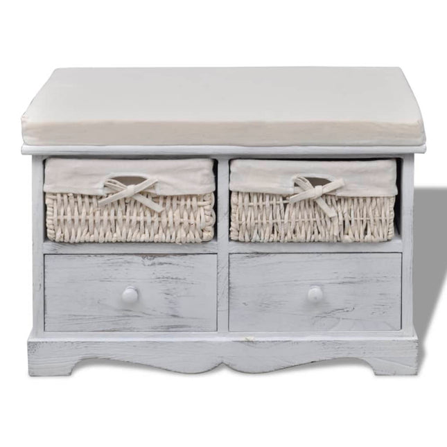Banc De Rangement 62X33X42 Cm Bois De Paulownia
