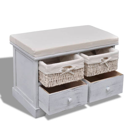 Banc De Rangement 62X33X42 Cm Bois De Paulownia