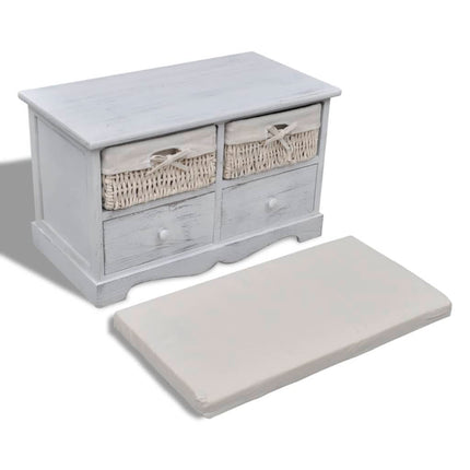 Banc De Rangement 62X33X42 Cm Bois De Paulownia