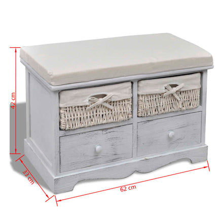 Banc De Rangement 62X33X42 Cm Bois De Paulownia