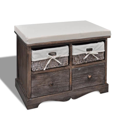 Banc De Rangement 62X33X42 Cm Bois De Paulownia