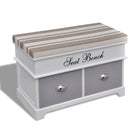 Banc D'entrée Et De Rangement Avec Coussin Gris 2 Tiroirs Blanc Marron