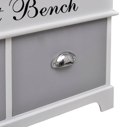 Banc D'entrée Et De Rangement Avec Coussin Gris 2 Tiroirs Blanc Marron
