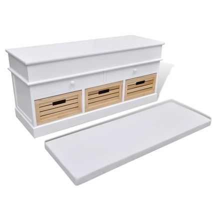 Banc D'entrée Et De Rangement Avec Coussin 2 Tiroirs Blanc Marron