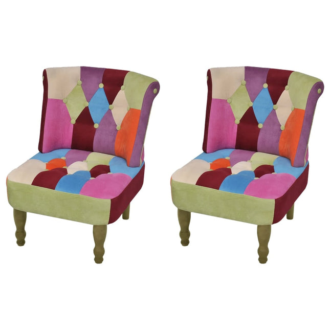 Chaise Française Au Design Patchwork Tissu