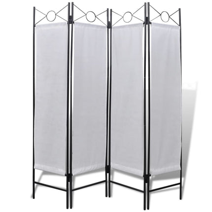 Cloison De Séparation Pliable 4 Panneaux Blanc 160X180 Cm Marron
