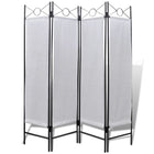 Cloison De Séparation Pliable 4 Panneaux Blanc 160X180 Cm Marron